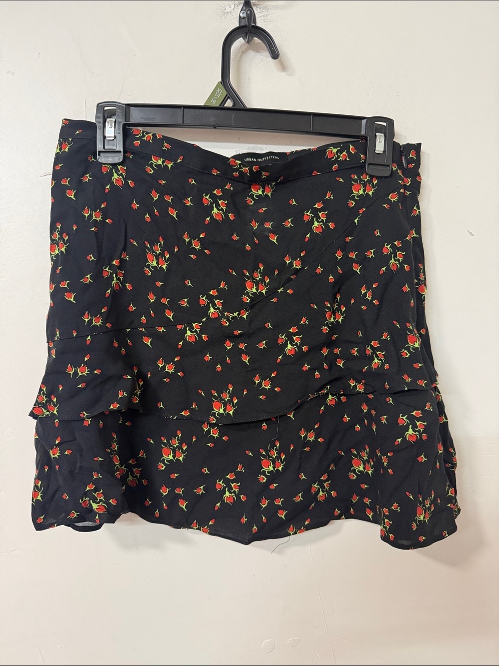 Black Floral Ruffle Mini Skirt - Unknown Brand